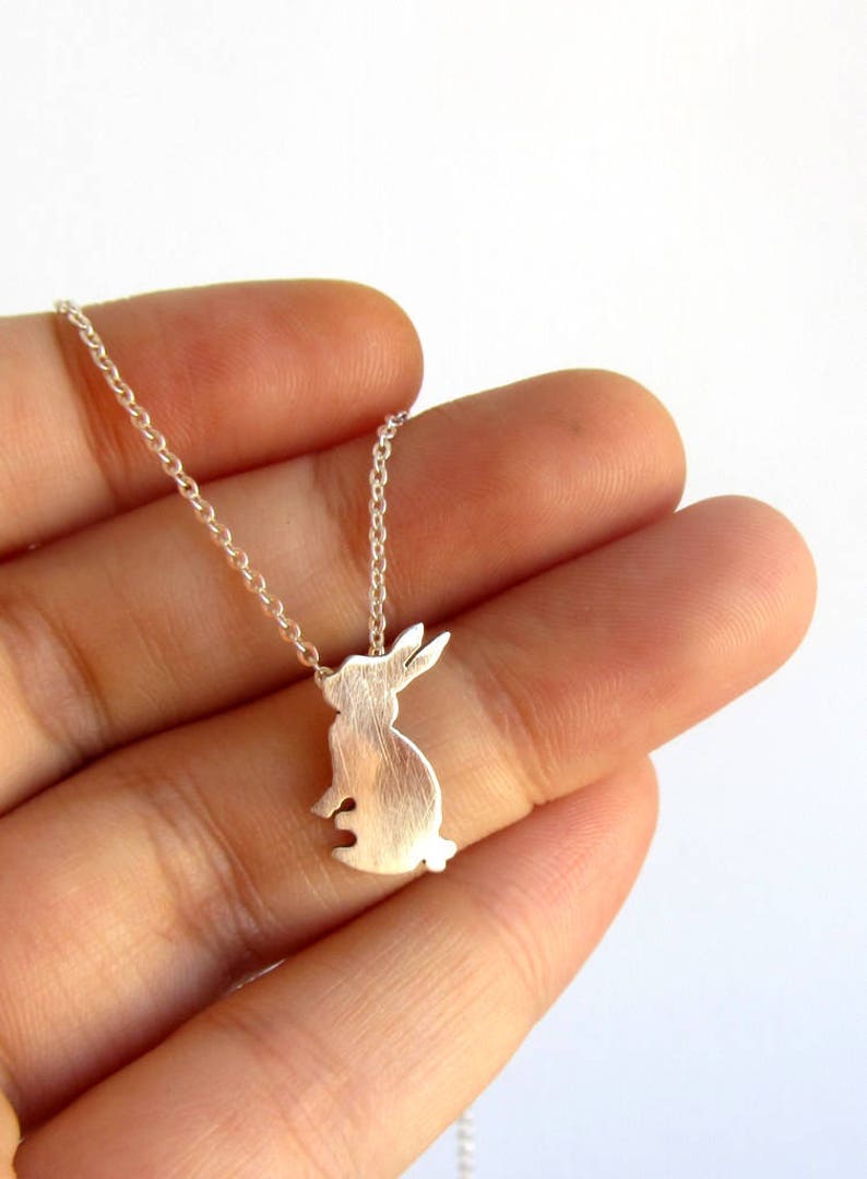 Rabbit necklace, Silver bunny necklace, Easter, Rabbit lover gift, Pet necklace, Pet memorial jewelry, Pet loss necklace, pet gifts image 1