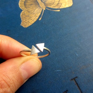 Geometric Triangle Arrow Sterling Silver Adjustable Ring, Minimalist ...