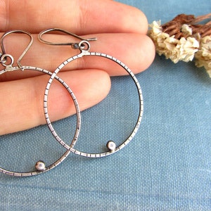 Silver hoop earrings, simple minimalist jewelry. image 2