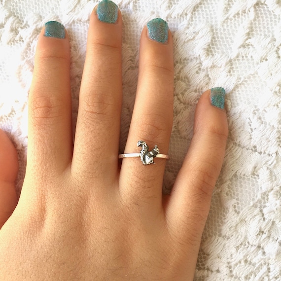 Forest Ring Squirrel Sterling Silver Ring Animal Ring