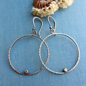 Silver hoop earrings, simple minimalist jewelry. image 3