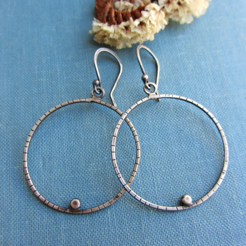 Silver hoop earrings, simple minimalist jewelry. image 3