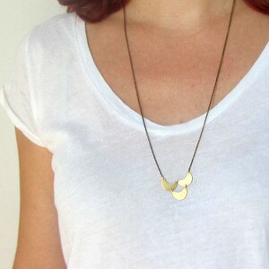 Gold brass crescent half moon necklace, constellation astrology long pendant image 4