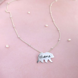 Mama bear sterling silver necklace, mothers day gift, gifts for mom, wife gift, baby shower gift, mom necklace, bear necklace, new mom gift image 3