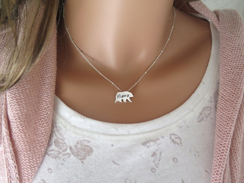 Mama bear sterling silver necklace, mothers day gift, gifts for mom, wife gift, baby shower gift, mom necklace, bear necklace, new mom gift image 8