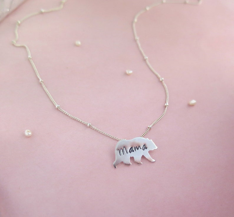 Mama bear sterling silver necklace, mothers day gift, gifts for mom, wife gift, baby shower gift, mom necklace, bear necklace, new mom gift image 5