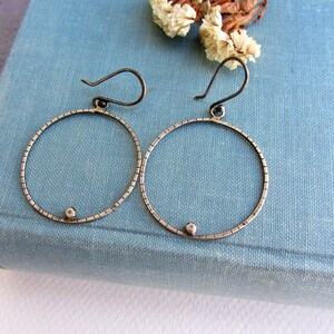 Silver hoop earrings, simple minimalist jewelry. image 1