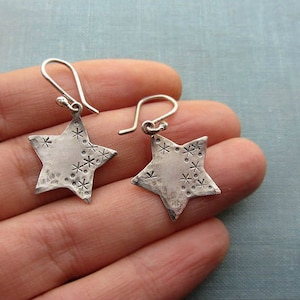 Star dangle earrings, Star earrings, Sterling silver, Star drop earrings, Valentines gift, Gift for girls, Star earrings dangle image 1