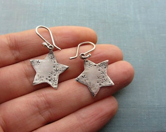 Star dangle earrings, Star earrings, Sterling silver, Star drop earrings, Valentines gift, Gift for girls, Star earrings dangle