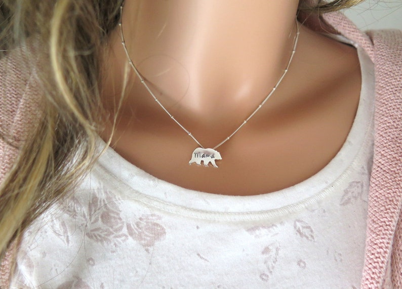 Mama bear sterling silver necklace, mothers day gift, gifts for mom, wife gift, baby shower gift, mom necklace, bear necklace, new mom gift image 7