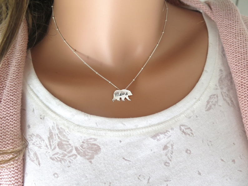 Mama bear sterling silver necklace, mothers day gift, gifts for mom, wife gift, baby shower gift, mom necklace, bear necklace, new mom gift image 6