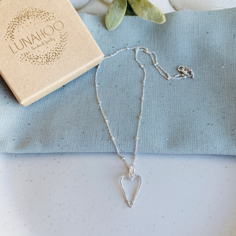 Floating heart necklace, Open heart necklace Sterling silver, Valentines gift, Aniversary gift, Gift for daughter, Best friend gift image 6