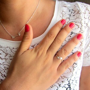 Geometric Triangle Arrow Sterling Silver Adjustable Ring, Minimalist ...