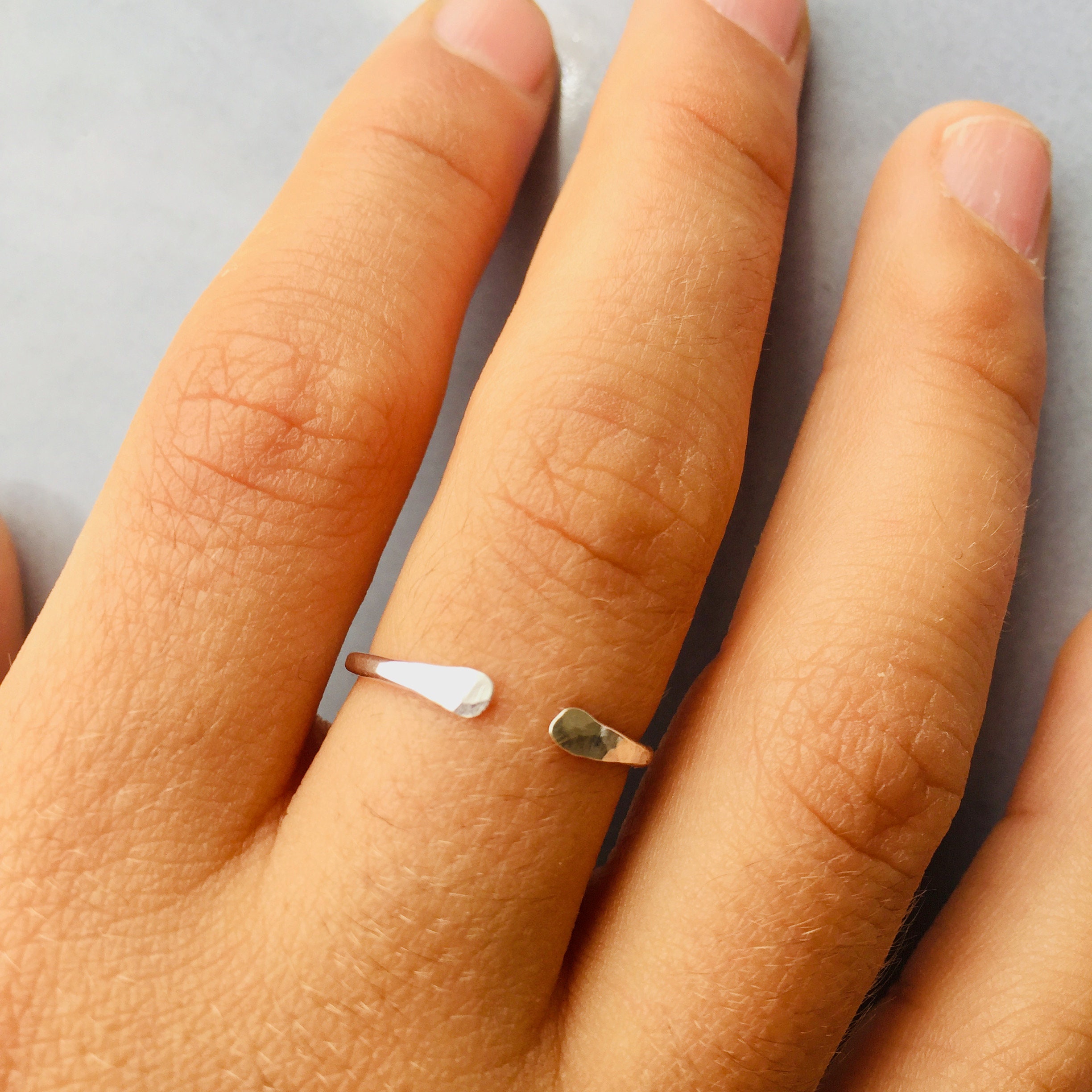Open cuff ring Adjustable ring Hammered silver ring Knuckle Etsy