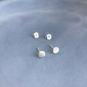 Dot stud earrings, Round circle stud earrings in sterling silver, Male earrings, minimalist unisex stud earrings image 4