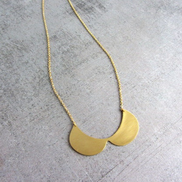 Gold brass fashion collar bib necklace, peter Pan necklace, Statement necklace