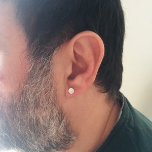 Dot stud earrings, Round circle stud earrings in sterling silver, Male earrings, minimalist unisex stud earrings image 6