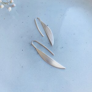 Statement Silver moon earrings, Crescent moon long dangle earrings, Sterling silver earrings modern geometric, Gift for women image 4