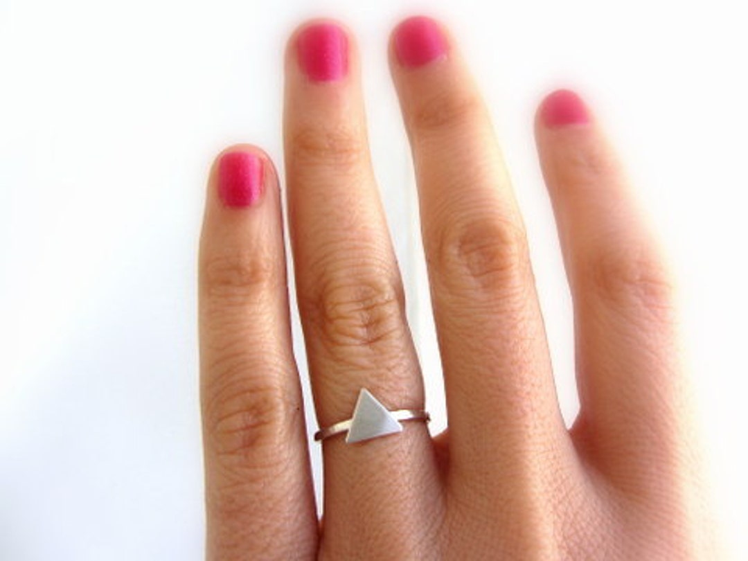Sterling Silver Triangle Ring Geometric Jewelry. - Etsy Norway