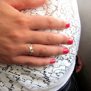 Geometric Triangle Arrow Sterling Silver Adjustable Ring, Minimalist ...