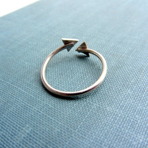 Geometric Triangle Arrow Sterling Silver Adjustable Ring, Minimalist ...