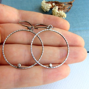 Silver hoop earrings, simple minimalist jewelry. image 5