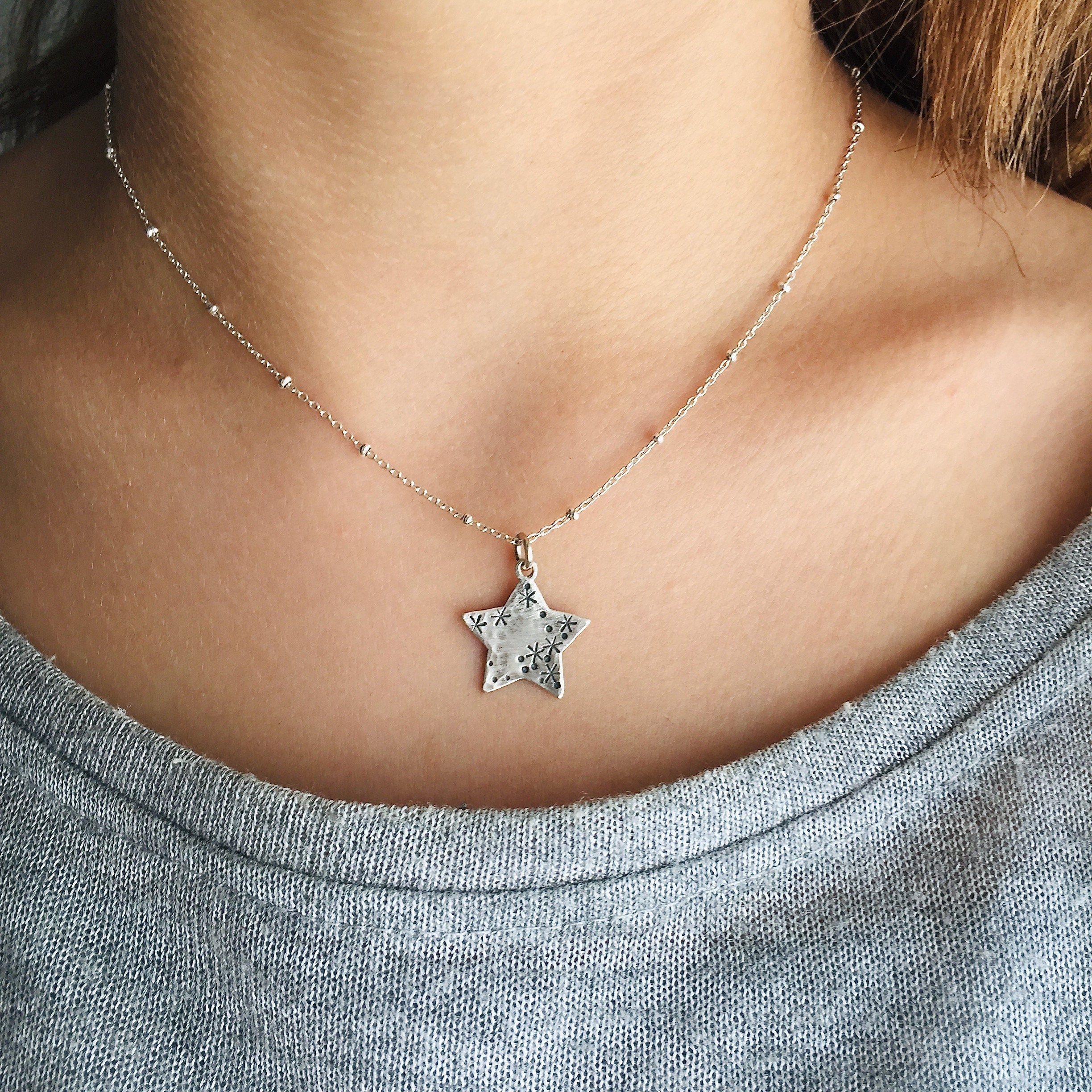Silver Star Necklace - Sterling Silver Pendant - Women's Jewelry Gold