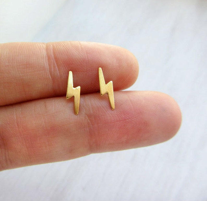 Lightning Bolt Stud Earrings Sterling Silver Silver Studs Etsy