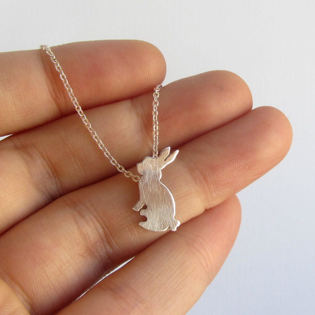 Rabbit Necklace, Silver Bunny Necklace, Easter, Rabbit Lover Gift