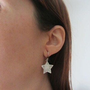 Star dangle earrings, Star earrings, Sterling silver, Star drop earrings, Valentines gift, Gift for girls, Star earrings dangle image 4