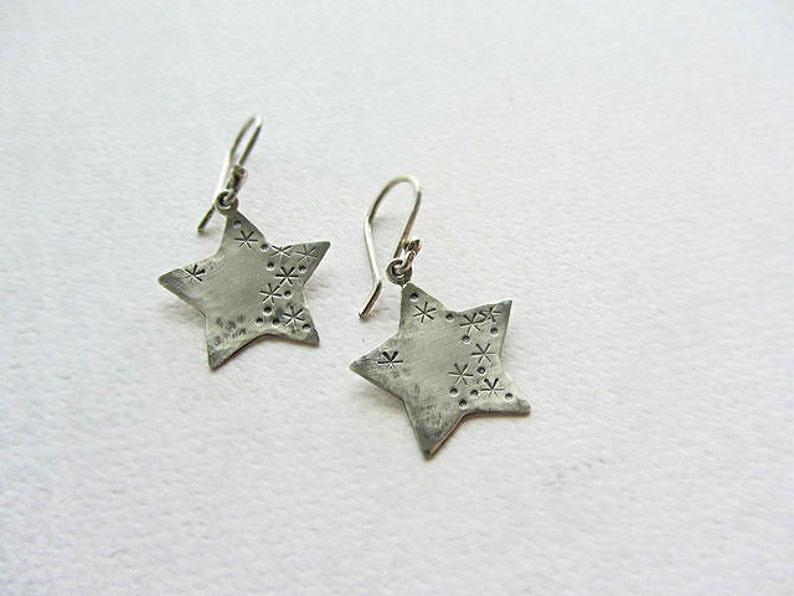 Star dangle earrings, Star earrings, Sterling silver, Star drop earrings, Valentines gift, Gift for girls, Star earrings dangle image 2