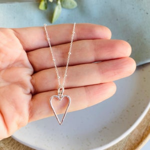 Floating heart necklace, Open heart necklace Sterling silver, Valentines gift, Aniversary gift, Gift for daughter, Best friend gift image 5