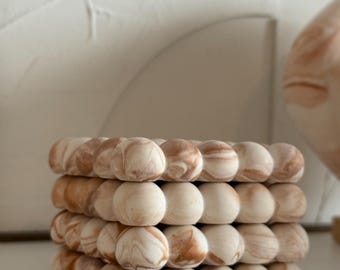 Handgefertigte Marmor Bubble Untersetzer (4er Set) | Moderne Kaffeetasse Untersetzer | Neutrales Wohndekor