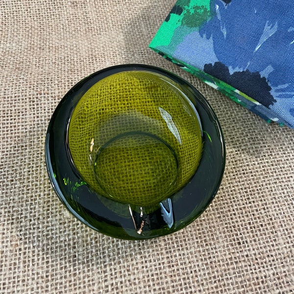 Viking Glass Avocado Green Glass Orb Ashtray | Vintage Horseshoe Glass Ashtray