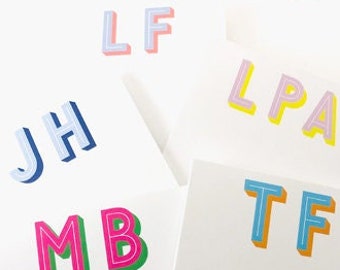writing paper for letters Personalize Monogram Notepad Initial Note pad Modern Bright Color Shadow Letters Stationery Stationary Classic teacher gift graduation gift