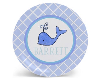 Personalized Whale Plate | Boy Baby Gift, Blue Kids Dinnerware