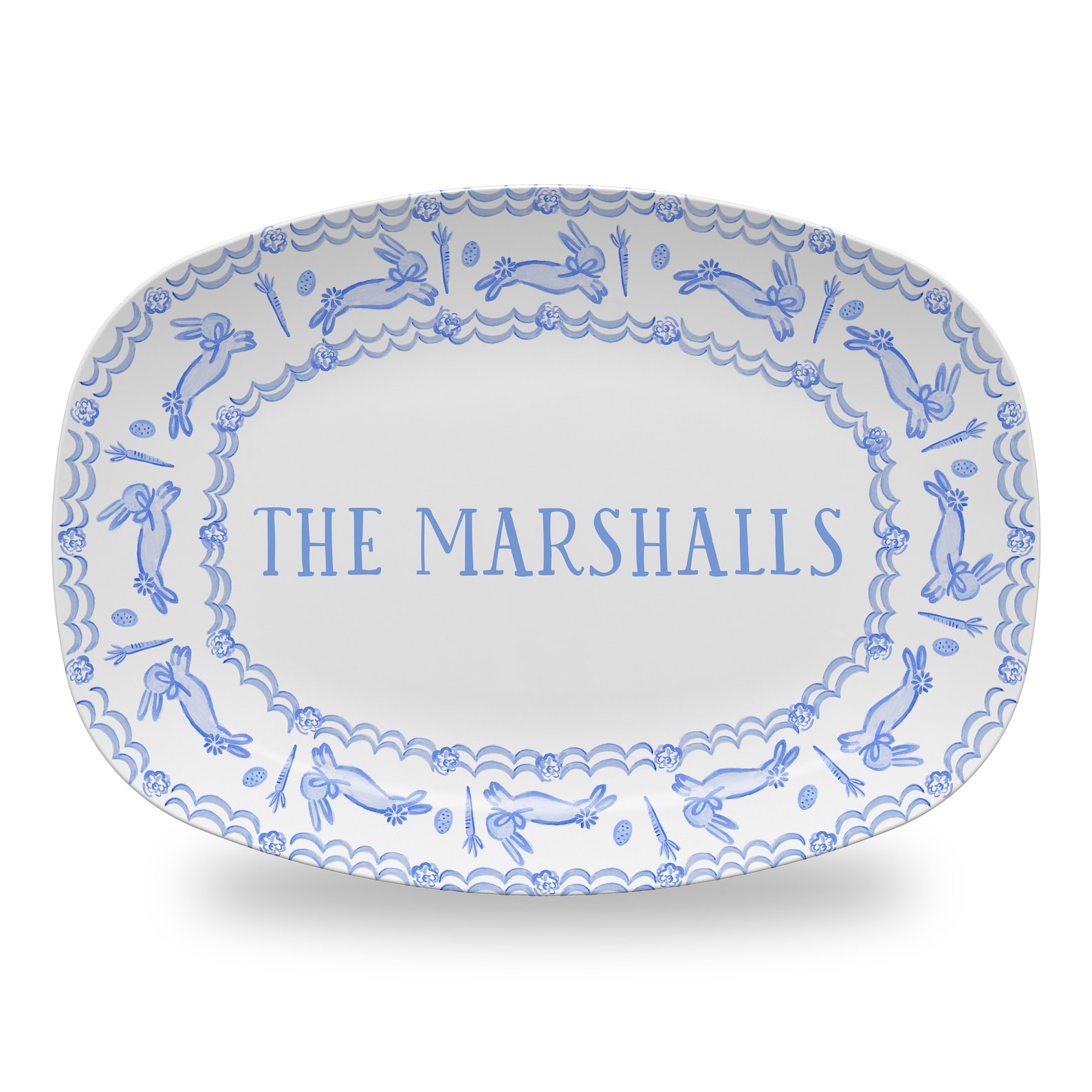 Personalized Easter Toile Platter | Bunny Design | Hostess Gift - NAME ONLY