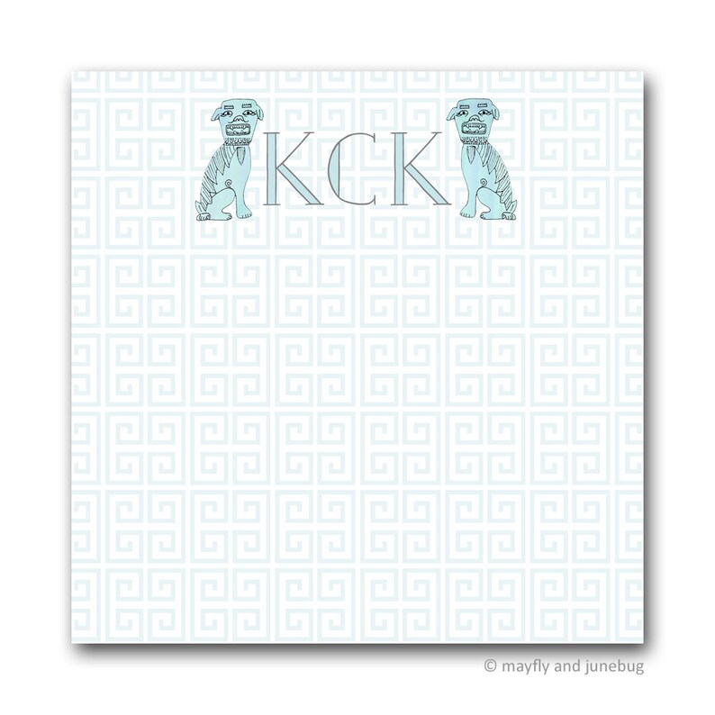 Large Square Personalized Notepads with Foo Dogs Monogram Foo Dog Note pads