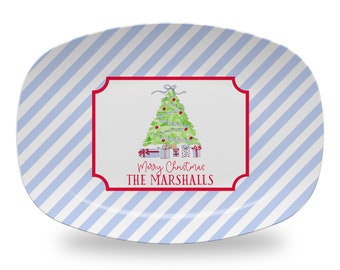 Christmas Plate Personalized Monogrammed Tray Christmas Cookies for Santa Platter Hostess Gift Idea