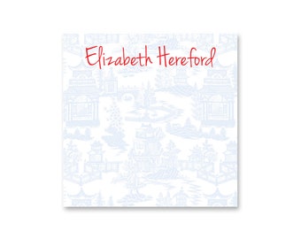 Personalized Chinoiserie Notepad | Pale Blue Custom Stationery