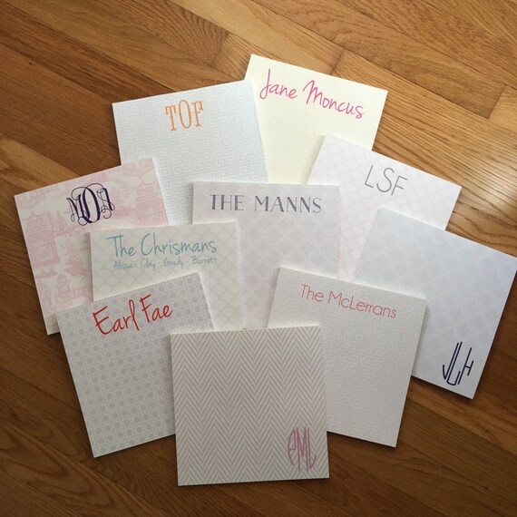 Large Square Personalized Notepads / Monogram Note pads Etsy