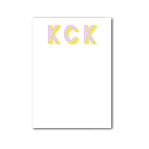 Personalize Monogram Notepad Initial Note pad Modern Bright Color Shadow Letters Stationery Stationary Classic teacher gift graduation gift image 3