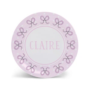 Pink Bows Personalized Kid Plate Birthday Plate Girl Baby Gift Idea Child Toddler  | Plate Bowl Cup Set | Placemat Place mat