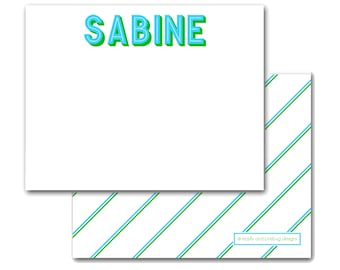 Personalized Shadow Letter Notecards | Custom Stationery | Stripes