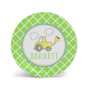 Construction Truck Personalized Kid Plate Birthday Boy Baby Gift Idea Child Toddler | Plate Bowl Cup Set | Placemat Place mat