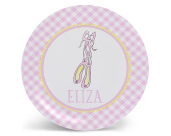 Personalized Kids Plate | Ballerina Slippers | Birthday Gift | Kids Tableware