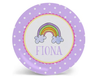 Rainbow Personalized Kid Plate Birthday Plate Girl Baby Gift Idea Child Toddler Gift | Kids Plate Bowl Cup Set | Placemat Place mat