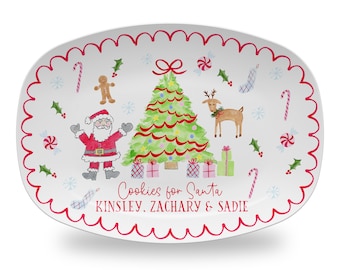 Christmas Platter Plate Melamine Like Tray Personalized Cookie Platter for Santa