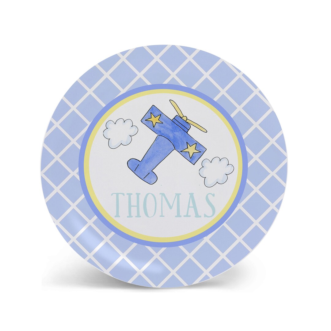 Airplane Personalized Kid Plate Birthday Plate Custom Boy Name Etsy