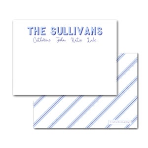 Family Names Notecards Note cards Stationery Stationary with Names Thank you Notes Flat Notes 5&quot; x 7&quot; Large Modern Bright Colors Classic